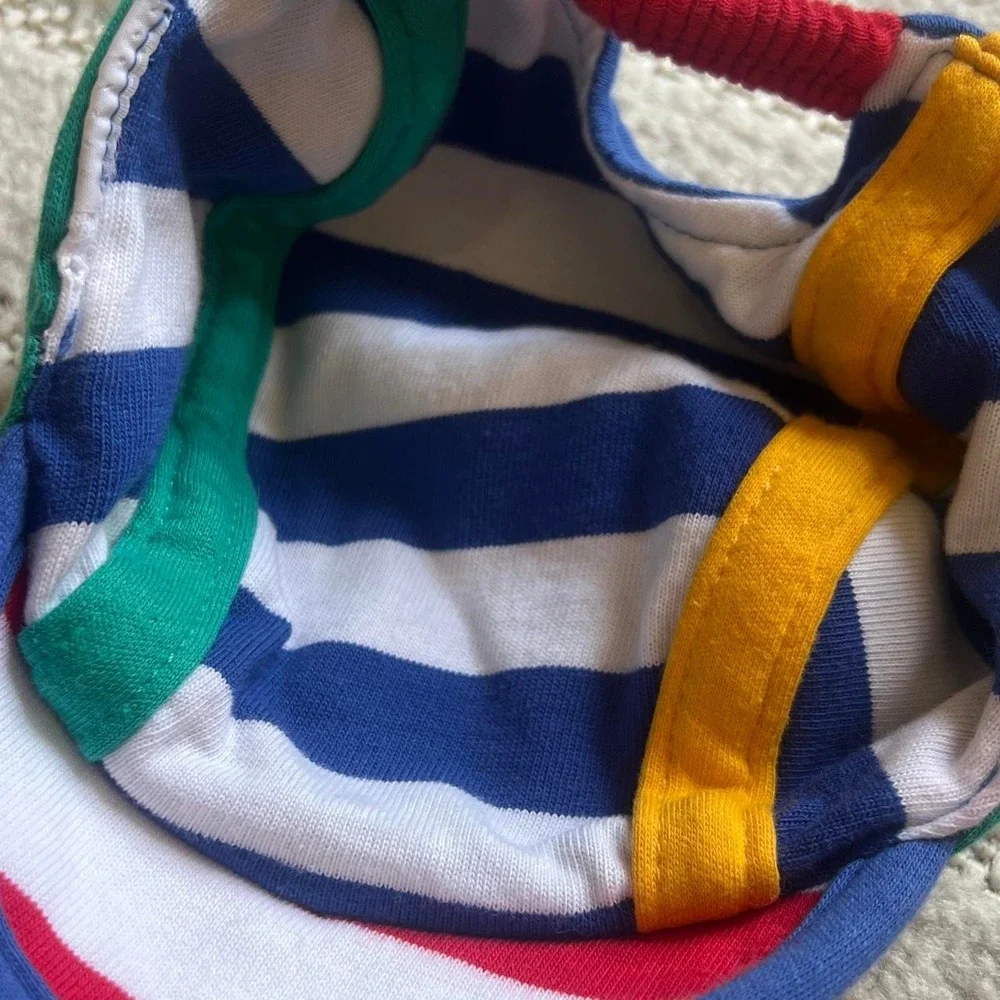 VTG Color Block striped baby hat Convertible Retro Kidcore Summer Vacation
